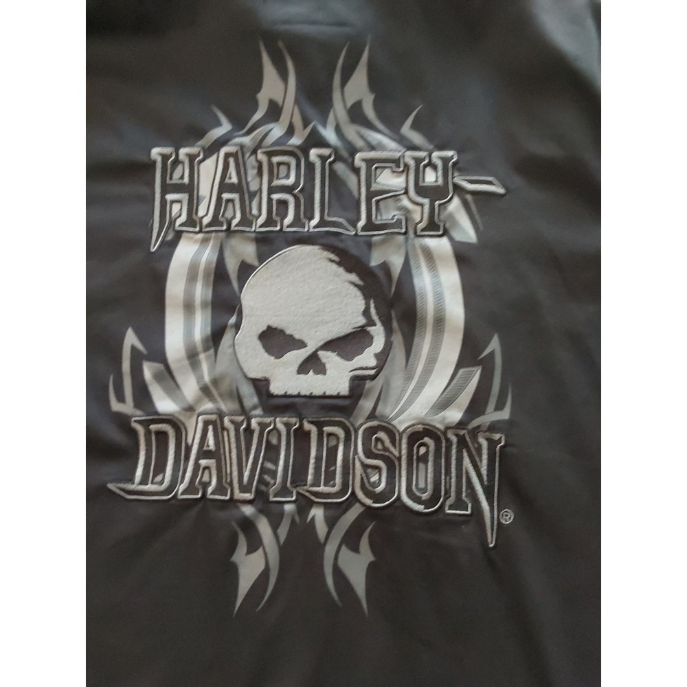 Harley Davidson Skull Button Up Shirt Mens Medium Black Short Sleeve Biker - Picture 10 of 15